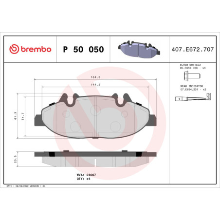 BREMBO P 50 050 Klocki hamulcowe przód dla Mercedes Vito Viano C