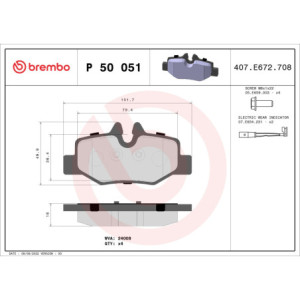 BREMBO P 50 051 Brake Pads Set Rear for Mercedes Vito Viano