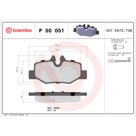BREMBO P 50 051 Bremsbeläge Hinten für Mercedes Vito Viano