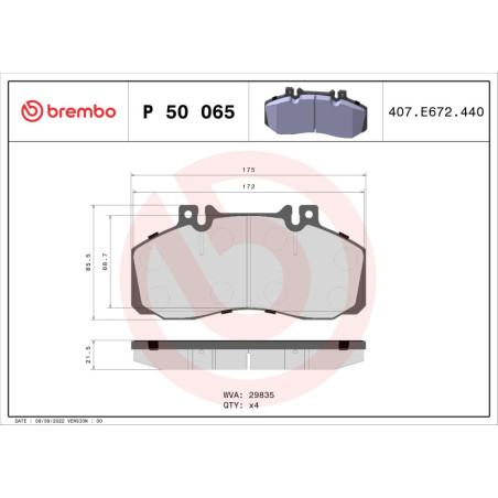 BREMBO P 50 065 Brake Pads Set Rear for Mercedes Vario T2/LN1 Sprinter