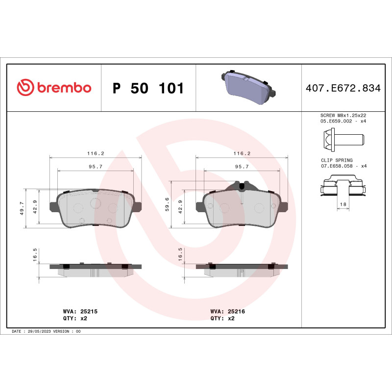 BREMBO P 50 101 Brzdové platničky zadné pre Mercedes GLE GL GLS M