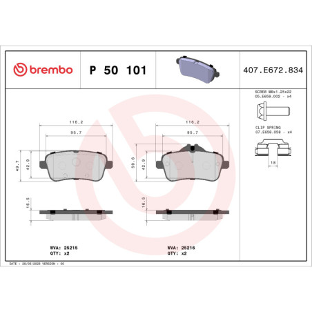 BREMBO P 50 101 Plaquettes de frein arrière pour Mercedes GLE GL GLS M