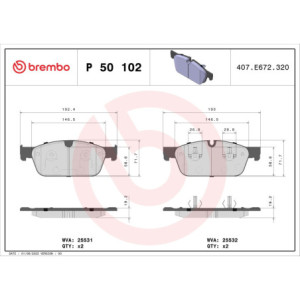 BREMBO P 50 102 Brzdové platničky predné pre Mercedes GLE M GL GLS