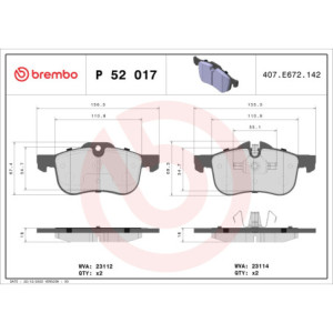 BREMBO P 52 017 Pastillas de freno delantero para 75 ZT ZT-T MG