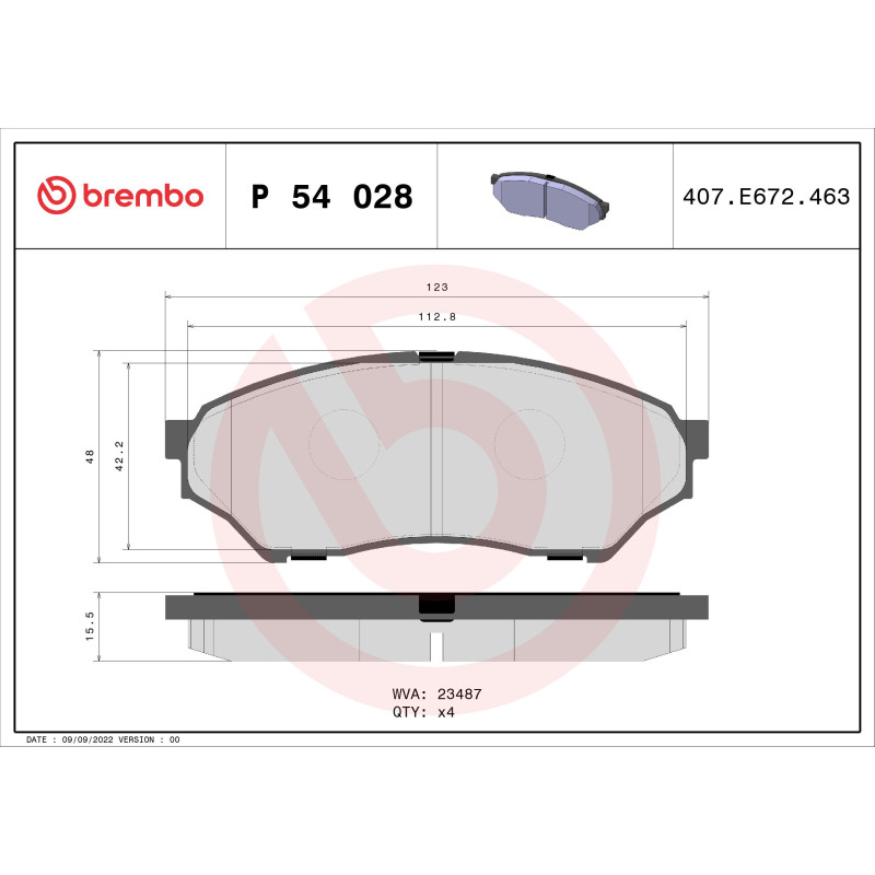 BREMBO P 54 028 Plaquettes de frein avant pour Mitsubishi Pajero Mini Junior