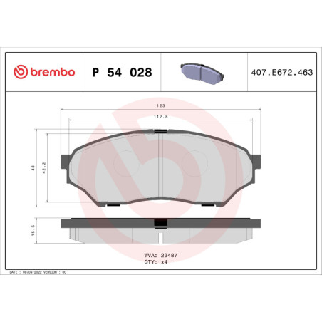 BREMBO P 54 028 Brzdové destičky přední pro Mitsubishi Pajero Mini Junior
