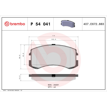 BREMBO P 54 041 Plaquettes de frein avant pour Mitsubishi Lancer Colt Plus