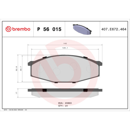 BREMBO P 56 015 Brzdové platničky predné pre Nissan Patrol