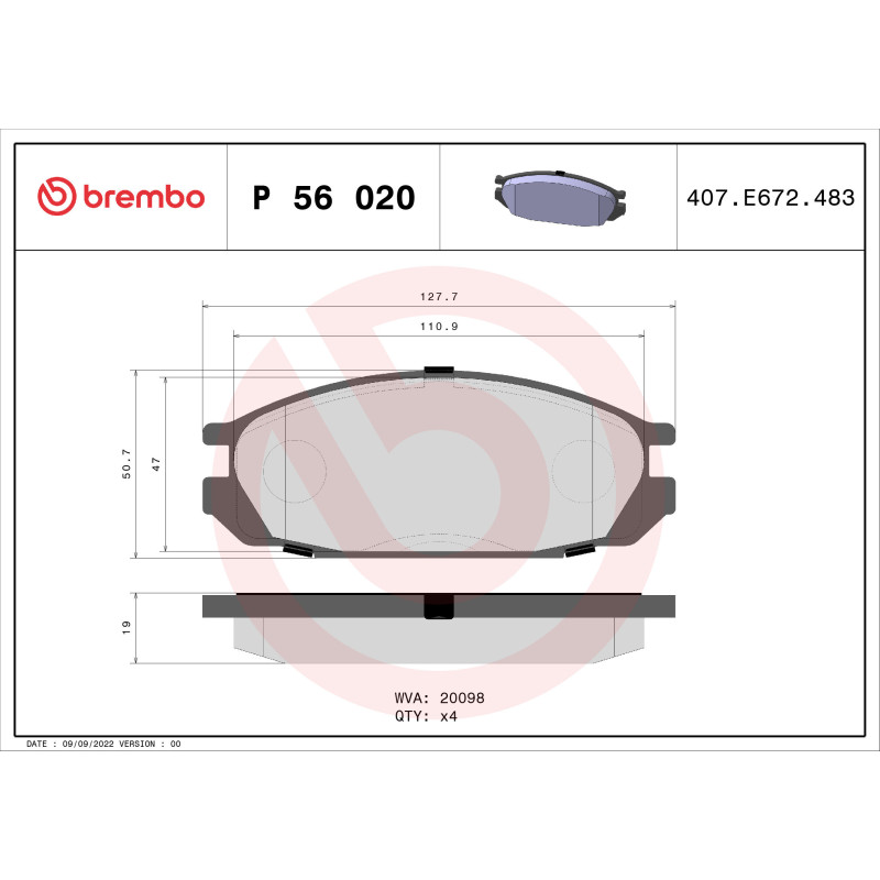 BREMBO P 56 020 Brzdové destičky zadní pro Nissan Patrol Vanette