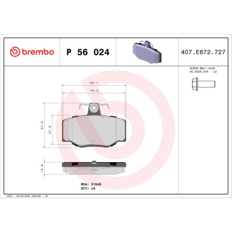 BREMBO P 56 024 Brzdové platničky zadné pre Nissan Primera Almera