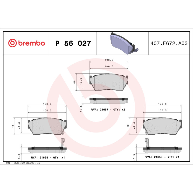 BREMBO P 56 027 Klocki hamulcowe przód dla Sunny Deville 100 Cutlass Eldorado Regal