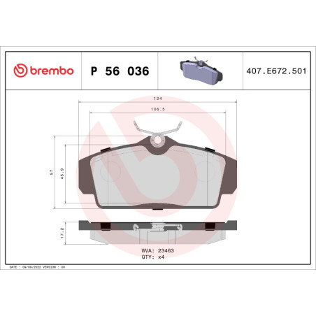 BREMBO P 56 036 Brzdové destičky přední pro Nissan Primera Almera