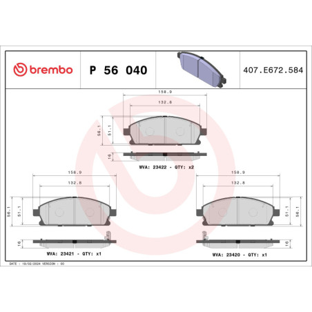 BREMBO P 56 040 Klocki hamulcowe przód dla X-Trail Elgrand Elysion Pathfinder MDX Serena Q45 Quest