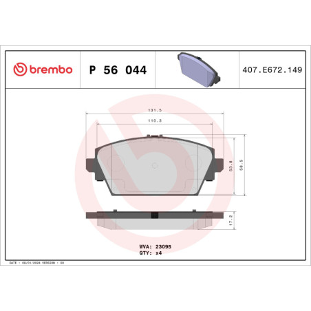 BREMBO P 56 044 Brzdové platničky predné pre Nissan Primera Almera
