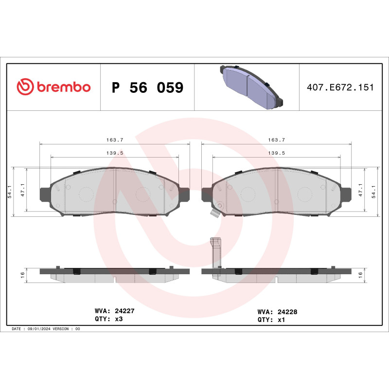 BREMBO P 56 059 Brzdové platničky predné pre NP300 Pathfinder Xterra Serena Navara