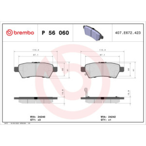 BREMBO P 56 060 Plaquettes de frein arrière pour NP300 Pathfinder Xterra