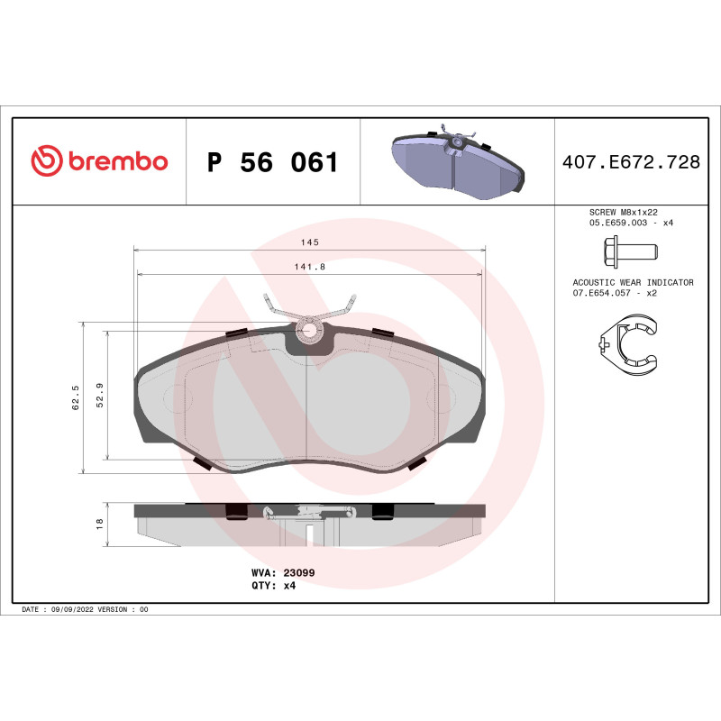 BREMBO P 56 061 Brzdové platničky predné pre Vivaro Trafic Primastar Espace