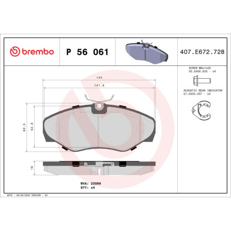 BREMBO P 56 061 Pastiglie freno anteriore per Vivaro Trafic Primastar Espace