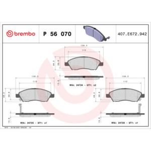 BREMBO P 56 070 Brake Pads Set Front for Micra Almera Tiida Cube Note Sunny