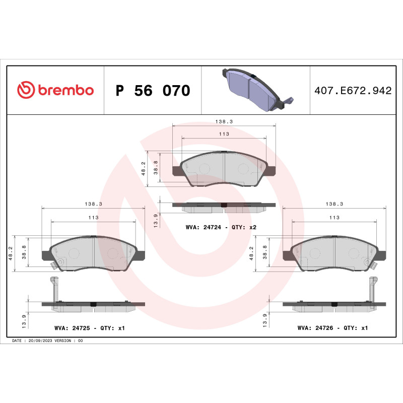 BREMBO P 56 070 Klocki hamulcowe przód dla Micra Almera Tiida Cube Note Sunny