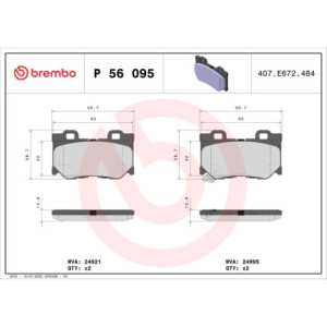 BREMBO P 56 095 Plaquettes de frein arrière pour 370 G FX Q60 Q50 Q70 QX70 M37 Skyline