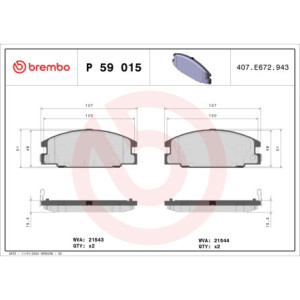 BREMBO P 59 015 Pastillas de freno delantero para Campo Frontera Trooper Brava TFR/TFS D-Max Pickup