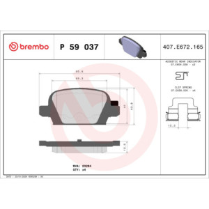 BREMBO P 59 037 Brzdové platničky zadné pre Corsa Tigra