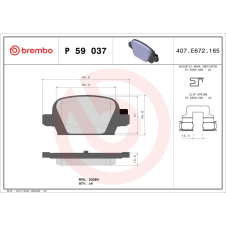BREMBO P 59 037 Klocki hamulcowe tył dla Corsa Tigra