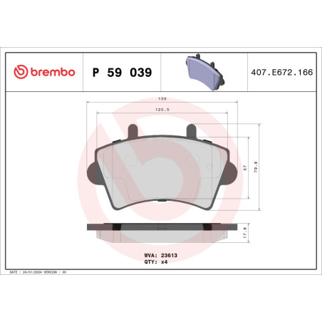 BREMBO P 59 039 Brake Pads Set Front for Movano Master Interstar