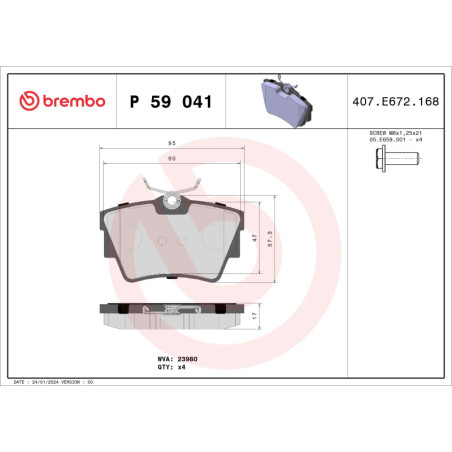 BREMBO P 59 041 Brzdové destičky zadní pro Vivaro Trafic Primastar Talento NV300