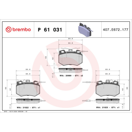 BREMBO P 61 031 Brzdové platničky predné pre 205 309 305 C15 Visa