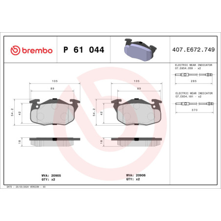 BREMBO P 61 044 Brake Pads Set Front for 106 AX Saxo Club