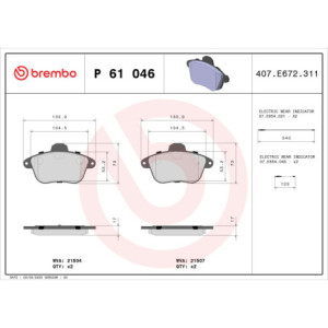 BREMBO P 61 046 Brzdové platničky predné pre XM Clio Sport
