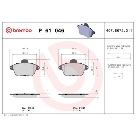 BREMBO P 61 046 Brzdové destičky přední pro XM Clio Sport