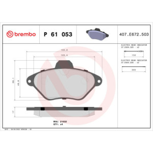 BREMBO P 61 053 Pastiglie freno anteriore per Citroen Xantia