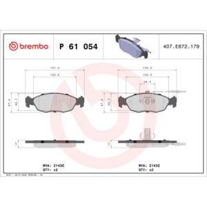 BREMBO P 61 054 Bremsbeläge Vorne für 306 Saxo 106