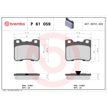 BREMBO P 61 059 Brzdové platničky predné pre Saxo AX 106