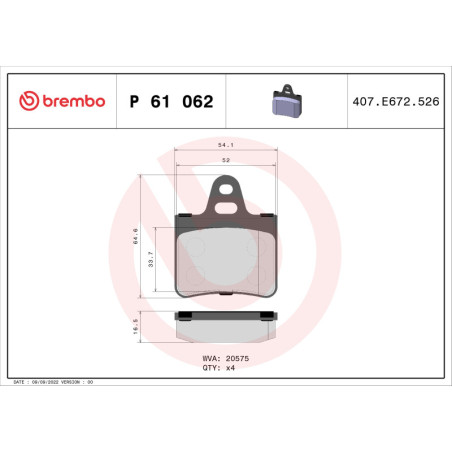 BREMBO P 61 062 Brzdové platničky zadné pre Citroen BX CX