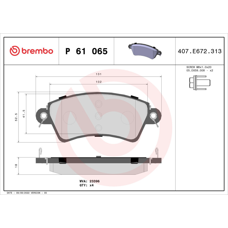 BREMBO P 61 065 Brzdové destičky přední pro 306 206 Xsara