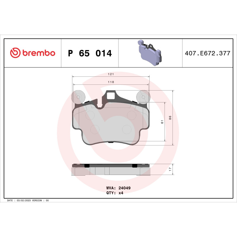 BREMBO P 65 014 Brake Pads Set Front for 911 Boxster Cayman Boxter