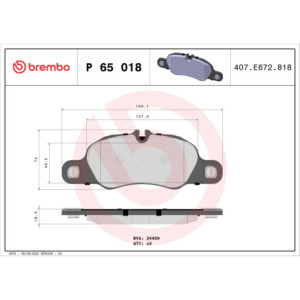 BREMBO P 65 018 Pastillas de freno delantero para 911 Boxster Cayman Boxter