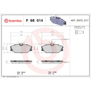 BREMBO P 68 014 Plaquettes de frein avant pour Laguna Megane Safrane 25 Lublin Scenic Sport Espace