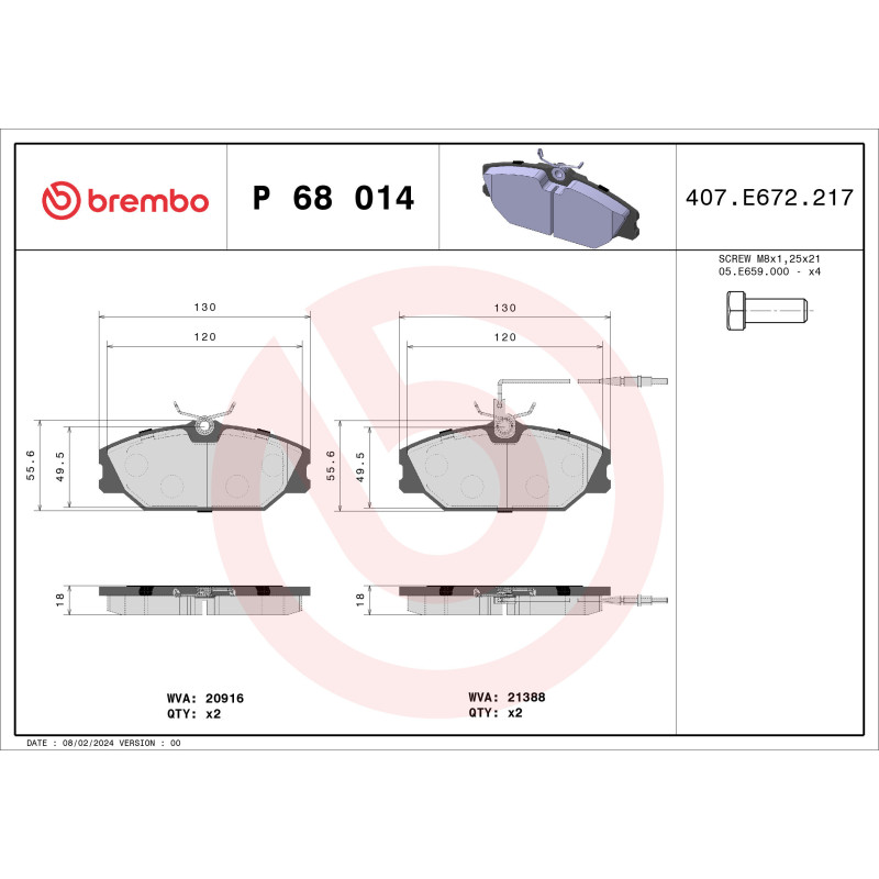 BREMBO P 68 014 Klocki hamulcowe przód dla Laguna Megane Safrane 25 Lublin Scenic Sport Espace