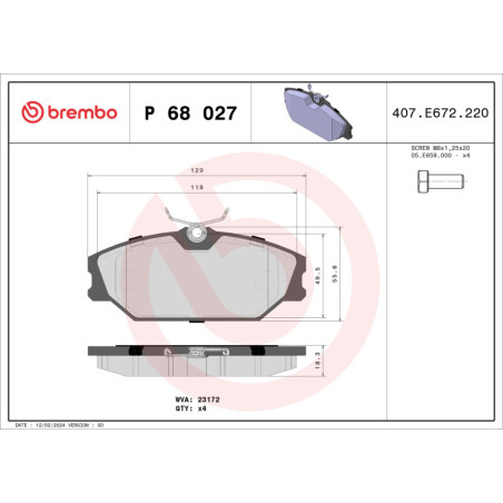 BREMBO P 68 027 Klocki hamulcowe przód dla Megane Laguna Scenic Safrane Clio