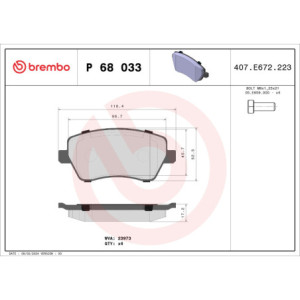 BREMBO P 68 033 Brzdové platničky predné pre Clio Duster Kangoo Logan Dokker Lodgy Citan Micra Note
