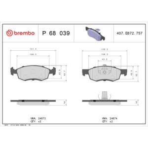 BREMBO P 68 039 Pastiglie freno anteriore per Logan Largus