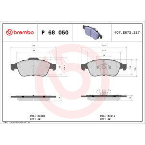 BREMBO P 68 050 Pastiglie freno anteriore per Duster Megane Dokker Captur Fluence Lodgy Clio Kangoo