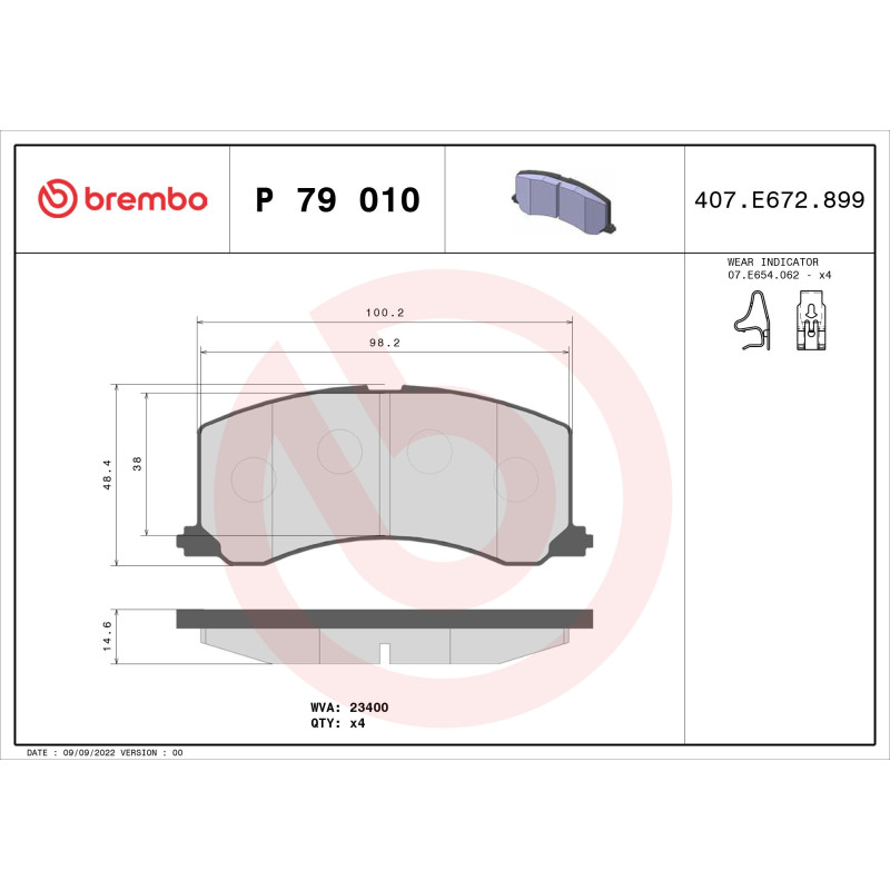 BREMBO P 79 010 Plaquettes de frein avant pour Suzuki Baleno Alto