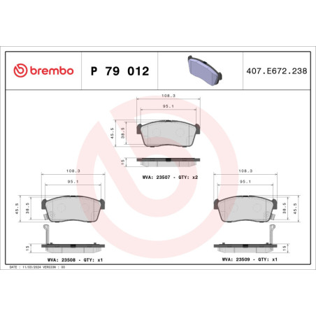 BREMBO P 79 012 Brzdové platničky predné pre Sirion Ignis Alto Cuore Carry Copen bB Cruze Justy Pixo