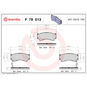BREMBO P 79 013 Pastillas de freno delantero para Suzuki Baleno Alto